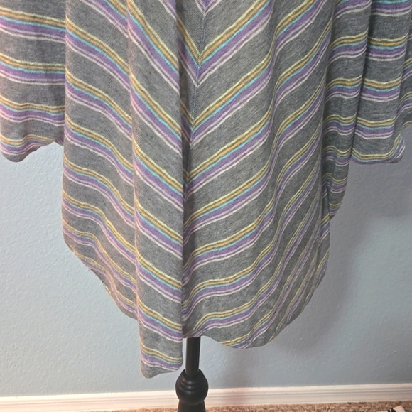DEMOCRACY Dolman Sleeves Tie Front Top Sz XL Chevron Print In Gray Purple Yellow - Picture 8 of 11
